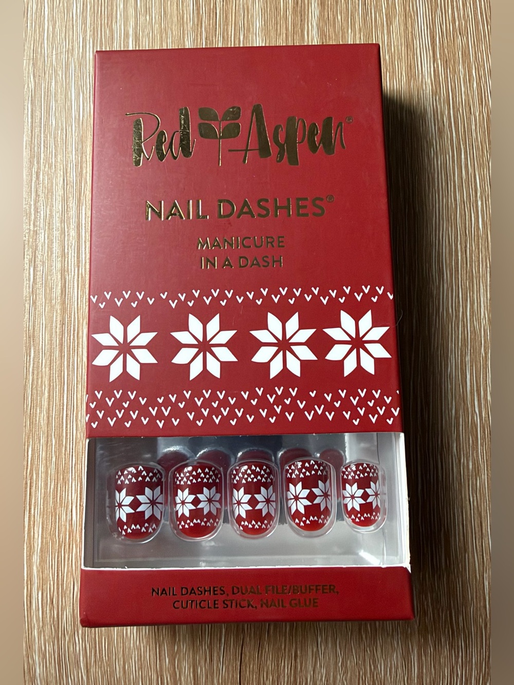 Red Aspen - Hailey’s Snow Print Sweater - Press On Nails Kit - NEW! Short Square